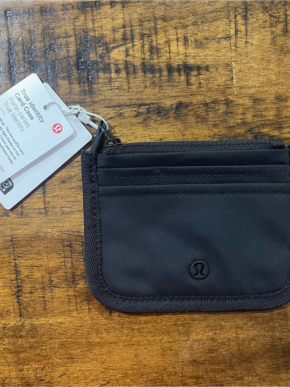 Lululemon True Identity Card Case Black NWT Zip Wallet Card Holder